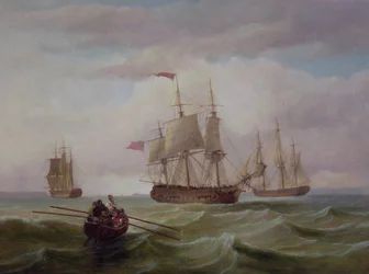 Drei Ostindienfahrer im Bristolkanal